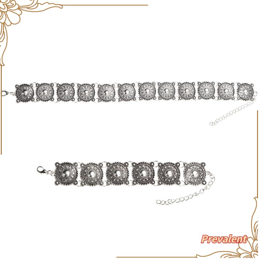 Kalung Gelang Tangan Vintage Bahan Alloy Warna Silver Untuk Wanita