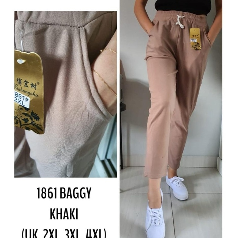 HOPYLOVY JUMBO Celana Panjang Baggy Pants Wanita Bahan Spandek Korea Kavia