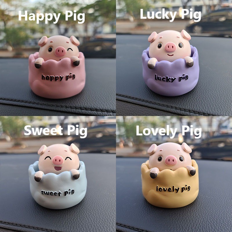 3D Pajangan Dashboard Shake Head Goyang Pig Babi | Hiasan Dekorasi Mobil Premium