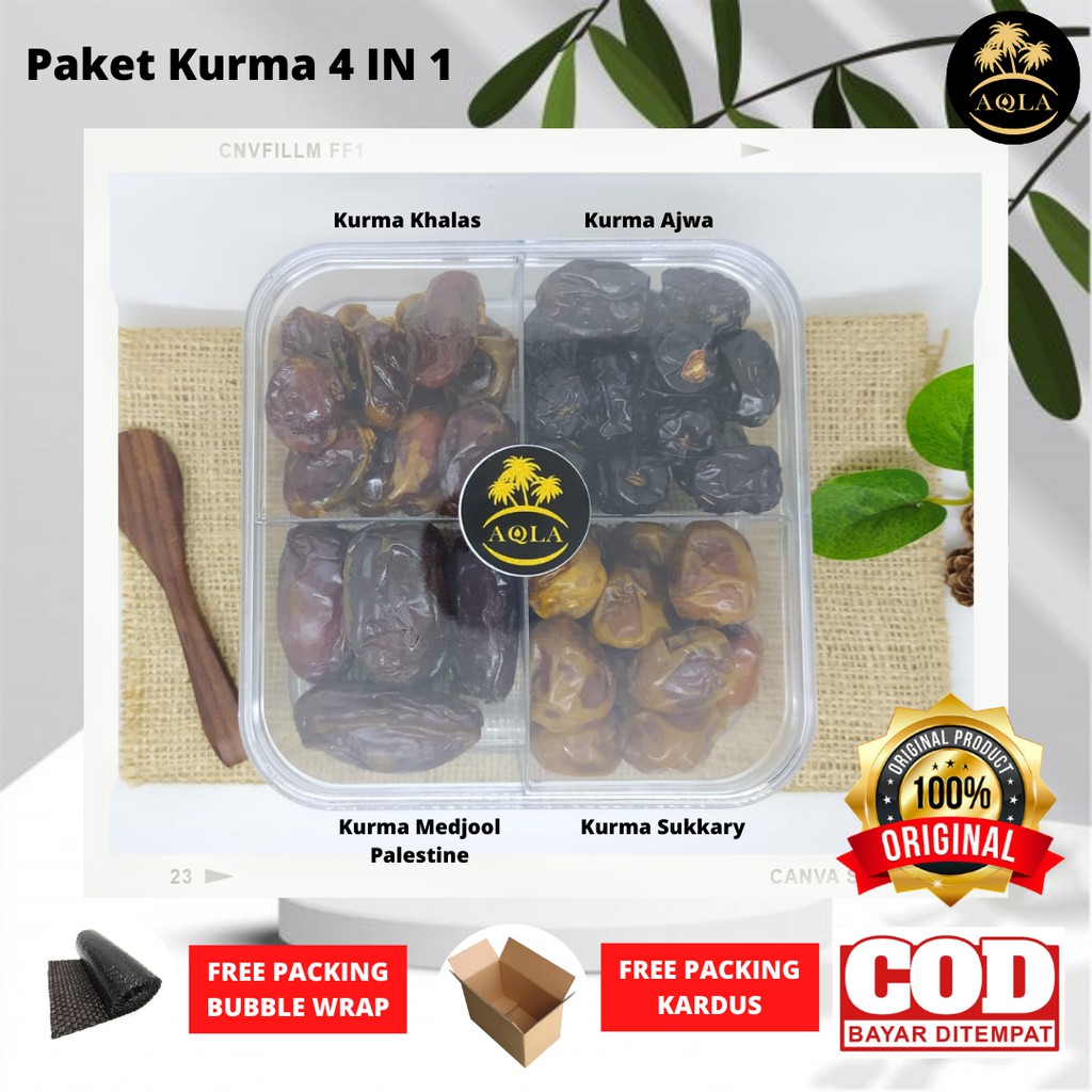 PAKET KURMA / PAKET EMPAT SEKAT KURMA / SUKARI KHALAS MEDJOOL AJWA ASLI