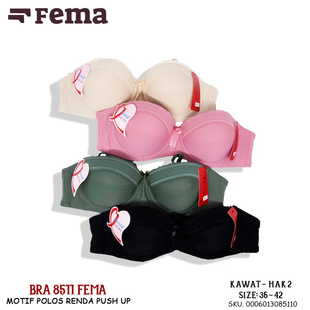 FEMA Official Shop Ecer 1 pcs Bh Bra 8510/8511 Full Cup Push Up Polos Renda Import