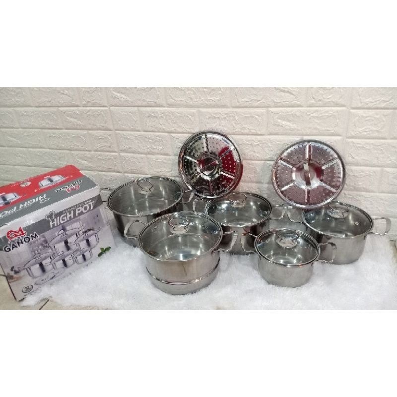 Panci Set High Pot Stainless Steel 10 pcs Gamir