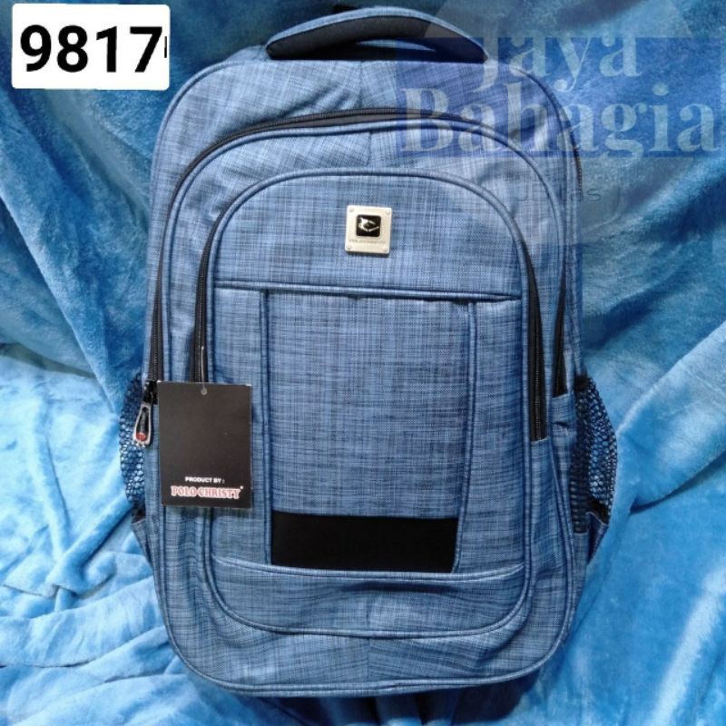 Ransel Laptop Pria Wanita Polo Christy Emboss Belakang Tas Sekolah Kuliah Kerja