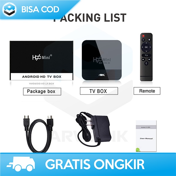 ANDROID TV BOX SMART TV 4K ULTRA HD ANDROID 9.0 2GB 16GB HDMI H96 MAX