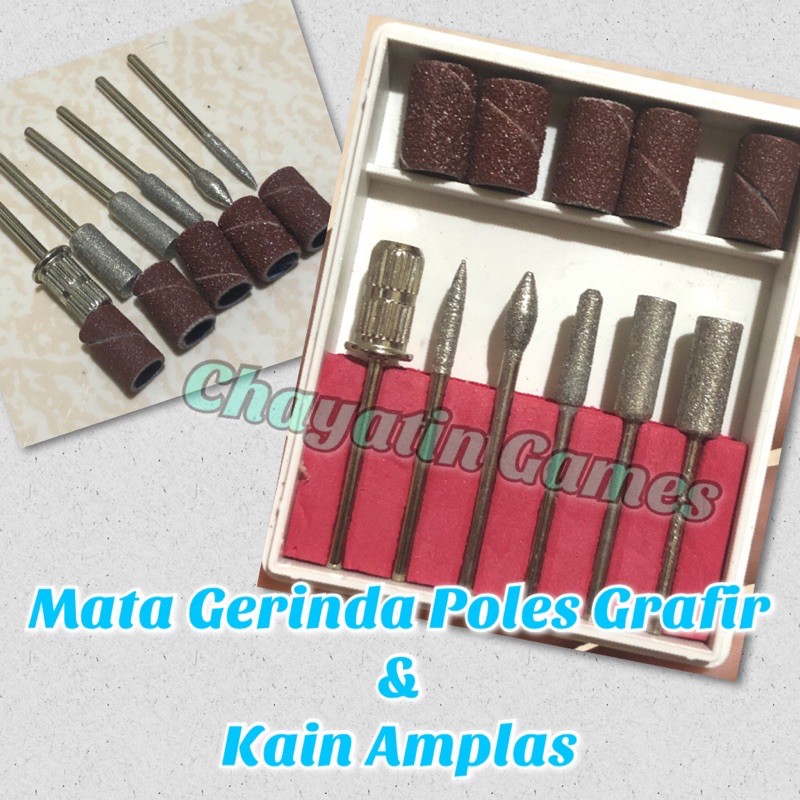 Set Mata Bor - Mata Gerinda Poles Grafir &amp; Amplas Ukuran As 2.3mm