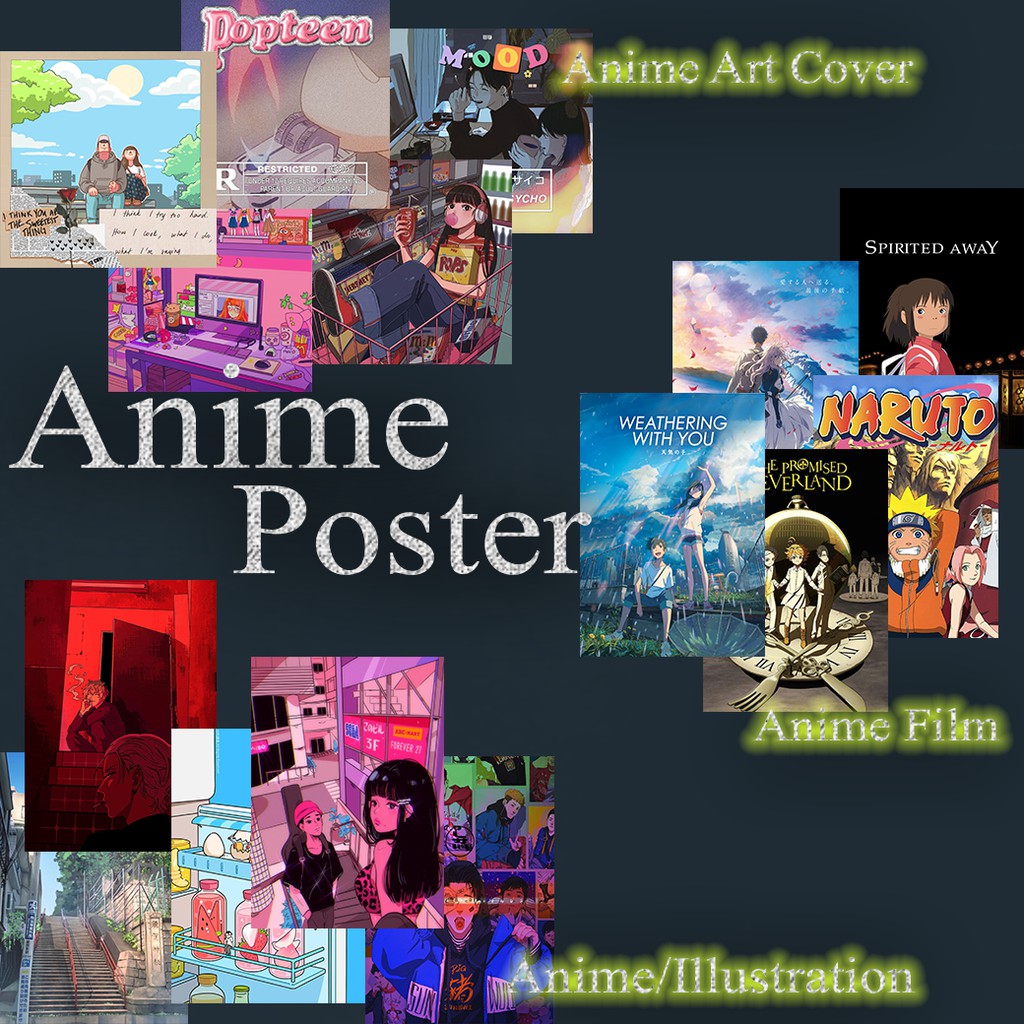 

POSTER AESTHETIC ANIME FILM / ANIME ILLUSTRATION UKURAN A5 ART PAPER (TEBAL) AUTAG3