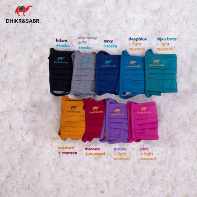 Masker kain dhikr. Dapat pocket cantik. Bisa dipakai bolak balik