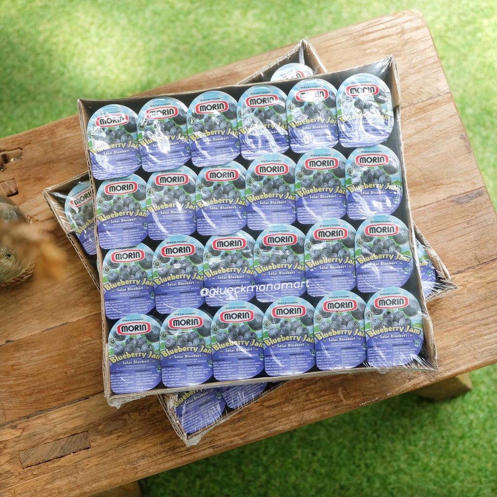 

Morin Blueberry Jam Portion 48 x 14 gr ( 1 pack isi 48 pcs ) Spread / selai