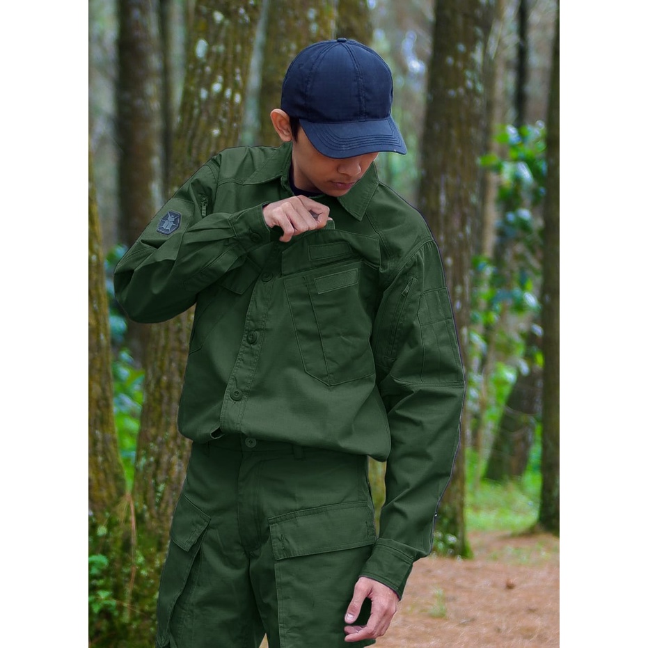kemeja / kemeja pria / kemeja kitanical / kemeja kitanica tactica hijau army / kemeja kitanica terba