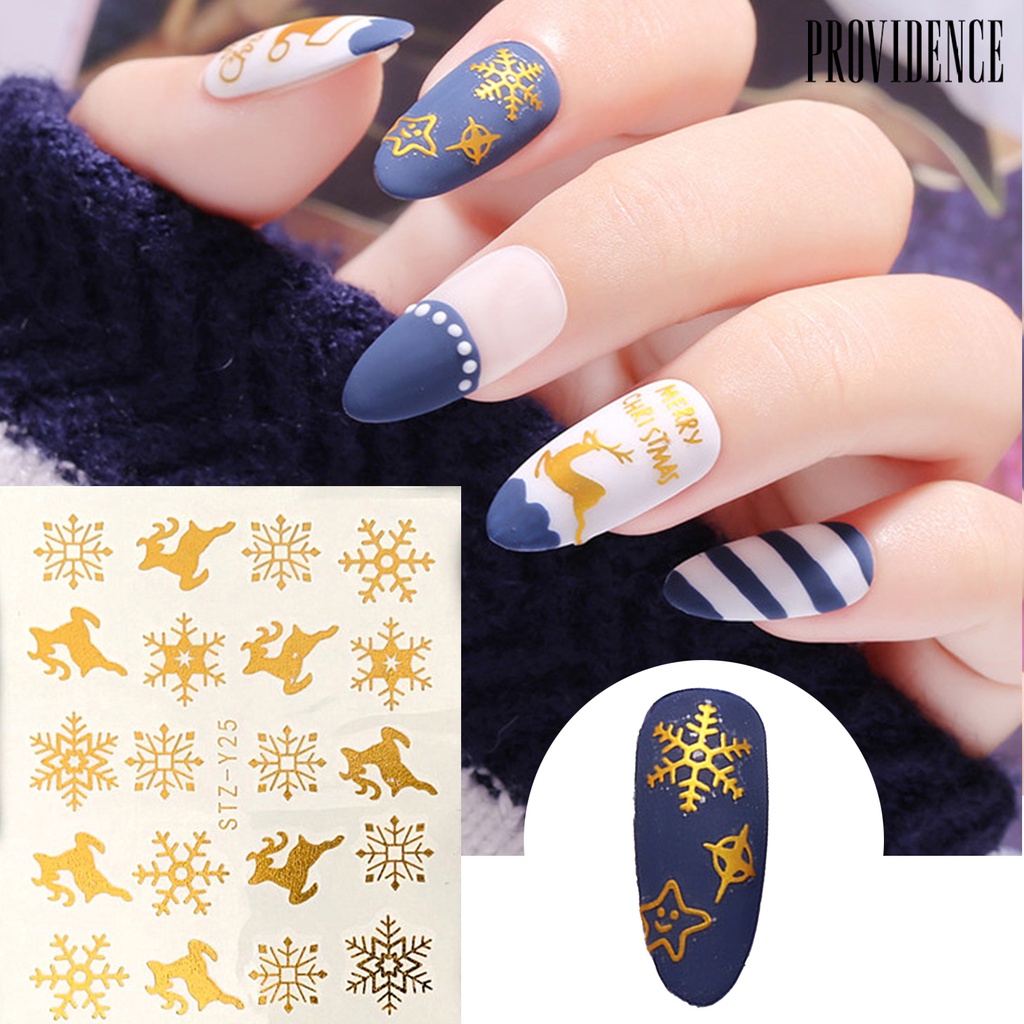 Providence 16Pcs Manicure Decal Delicate Lightweight Solid Color Gold Color Snowflake Manicure Sticker for Women