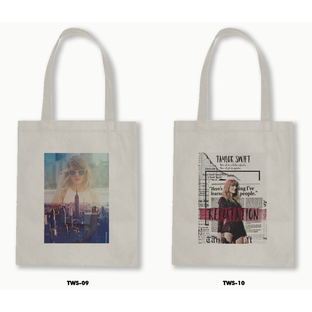 Tas Tote Bag Resleting Kanvas/Blacu  Taylor Swift 03