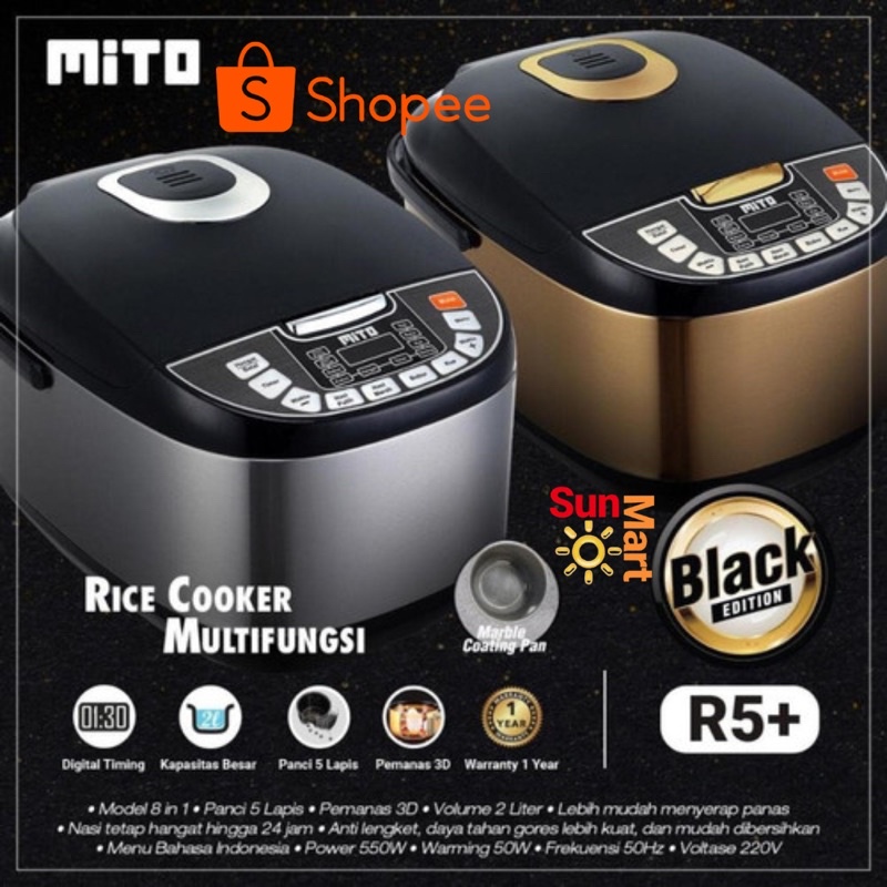 MITO DIGITAL RICE COOKER R5+ BLACK EDITION MAGIC COM MITO 2 Liter Digital