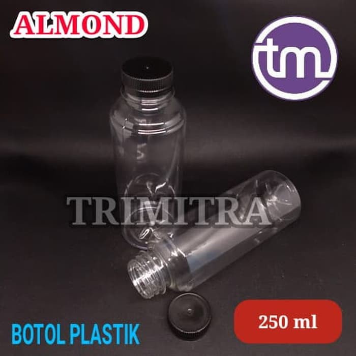 BOTOL ALMOND 250 ML PLASTIK PET KEMASAN MINUMAN PUDOT SUSU JUS MADU