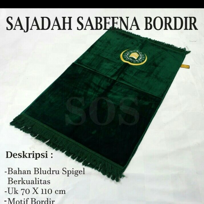 sajadah turky sabena polos bordir bahan bludru