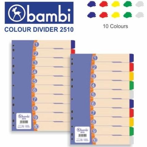 

BISA BAYAR DITEMPAT Bambi Divider Plastik Folio 10 Warna 2510 | Pembatas Binder Plastik F4 MURAH Kode 919
