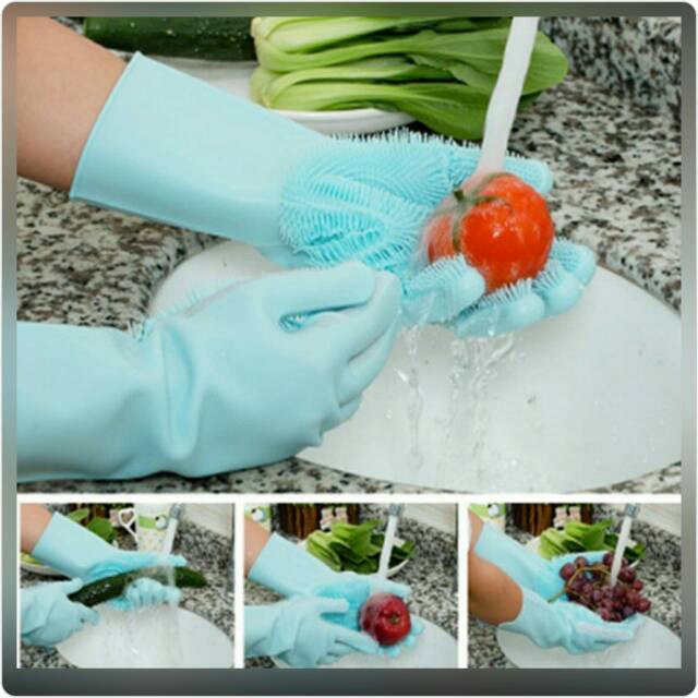 MAGIC SILICONE GLOVE SARUNG TANGAN SIKAT CUCI PIRING PRAKTIS MULTIFUNGSI