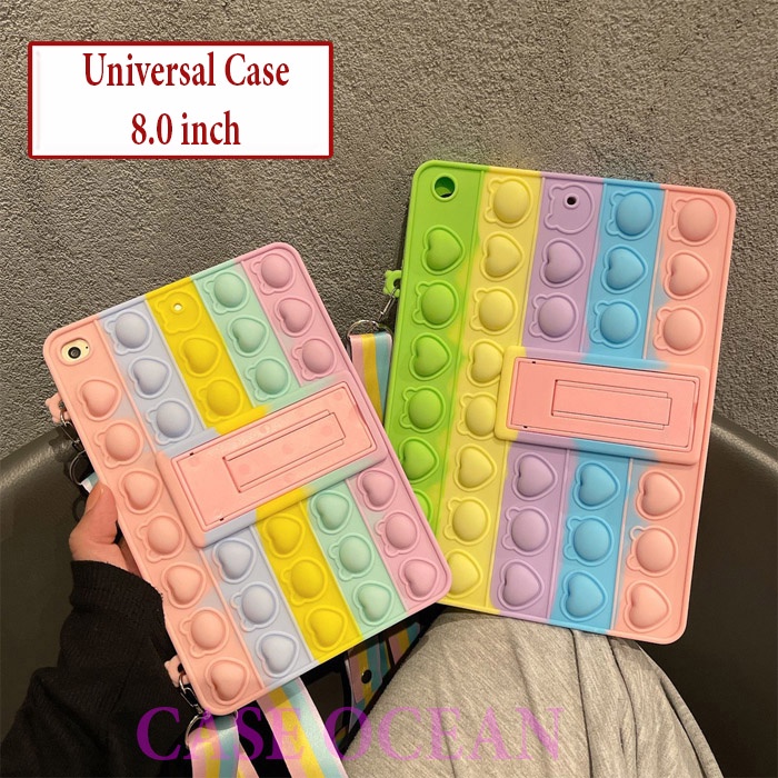 Alcatel 3T8 8.0 2020 Softcase Soft Case Casing Cover Anak Kids POP IT Bubble Rainbwo Cute Lucu inclu