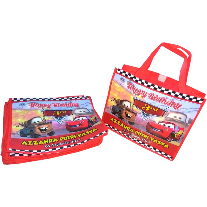 

tas ulang tahun souvenir ultah karakter cars Ukuran C 30x10x25cm