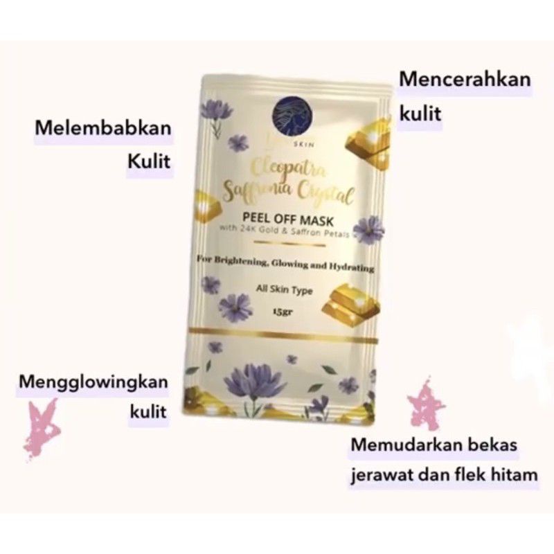 BPOM SAFFRON GOLD CRYSTAL PEEL OFF MASK BY DELMORA SKIN | RESELLER RESMI