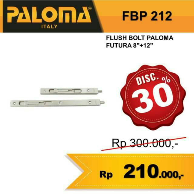 Flush Bolt Paloma Futura 8" + 12 " Grendel Tanam Slot Pintu