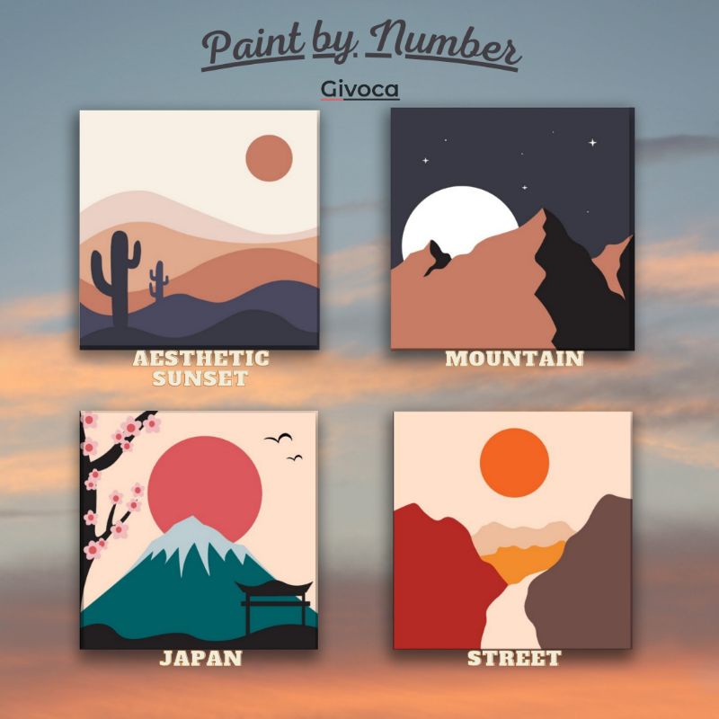 

Paint by Number AESTHETIC SUNSET / Paint by Number Kit Kanvas 20×20 cm by Givoca