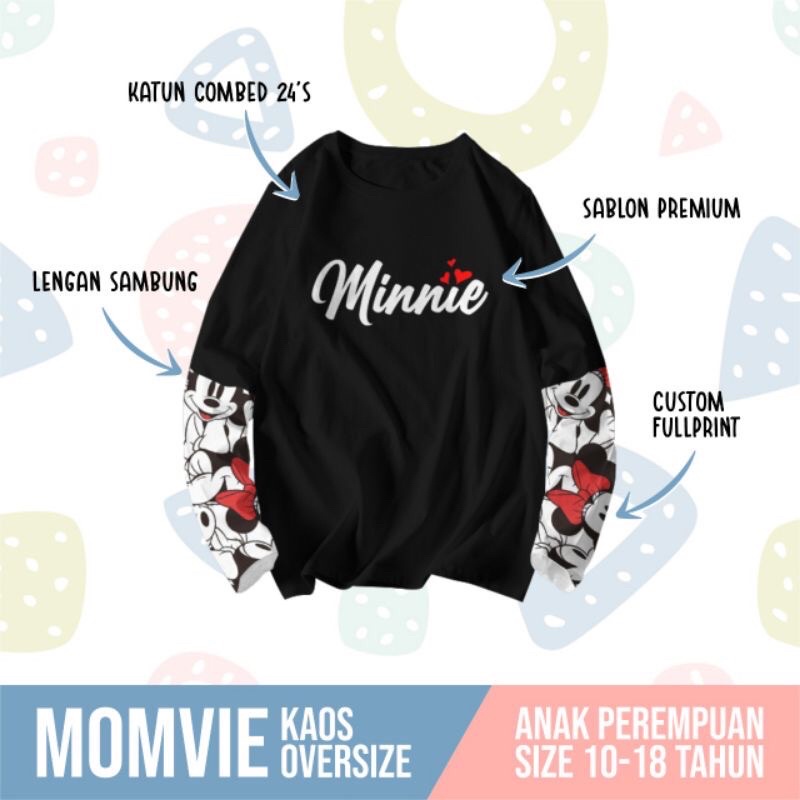 MOMVIE oversize kaos karakter lengan panjang size 10-18 y by paddlekids long sleeve