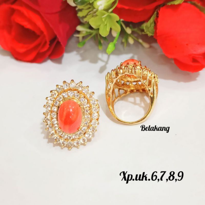 Cincin Dewasa permata Oval warna,full zircon termurah,tidak KARAT *COD*