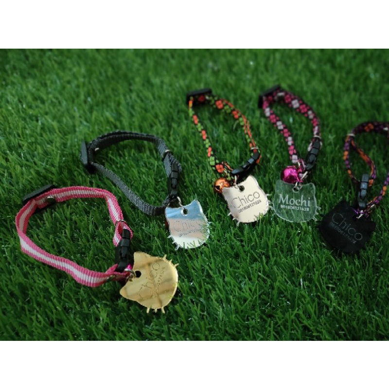 KALUNG KUCING /ANJING DENGAN NAMA DARI AKRILIK PLUS LONCENG