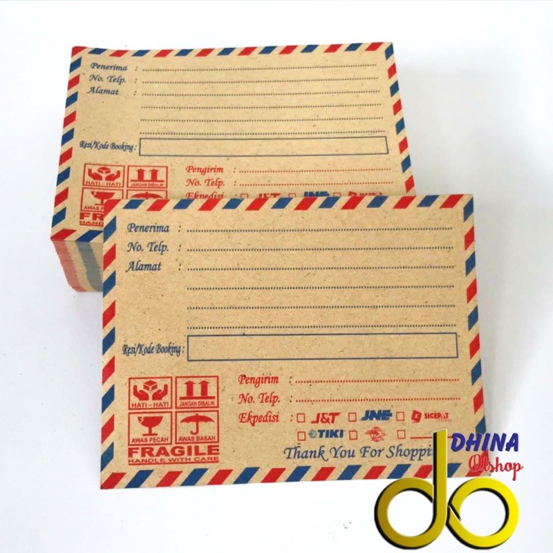 

label pengiriman / label pengiriman motif amplop coklat