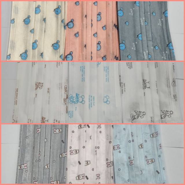 Masker import per PACK isi10pcs motif LUCU LUCU import fashion