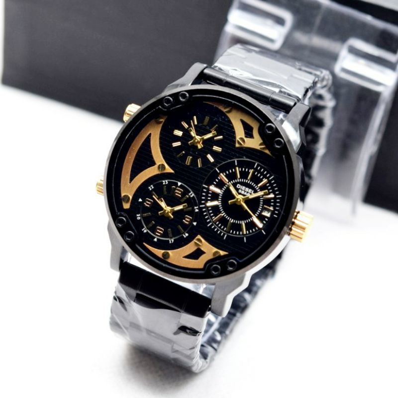 DIESEL Jam Tangan Pria Analog 3Time Stainless Steel Strap 47mm