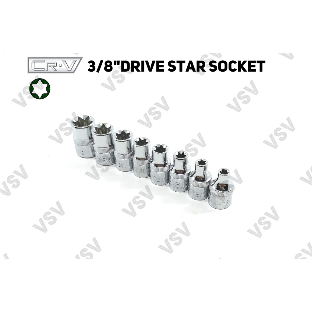 Gestar 3/8&quot;DR Star Socket E16 Kunci Shock Bintang Anak Sock Sok