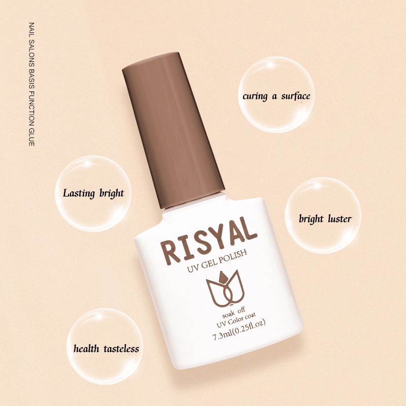 【 COD 】RISYAL Base Coat &amp; Top Coat  Gel Nail Polish UV LED Nail Art / Kutek Nail / Cat Kuku/ Gel polish/ Kutek UV/ Kutek Gel UV