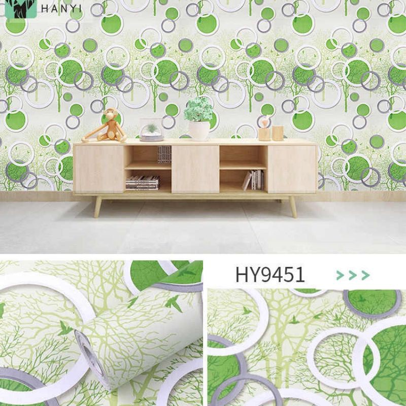 Wallpaper Sticker Polka Hijau MINIMALIS 5M GM601 Stiker Dinding Kamar Ruang Tamu Dapur Rumah