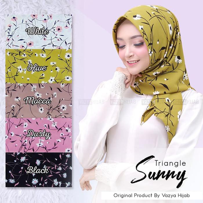 Terbaru Hijab segitiga instan motif bunga daisy kecil RSH104