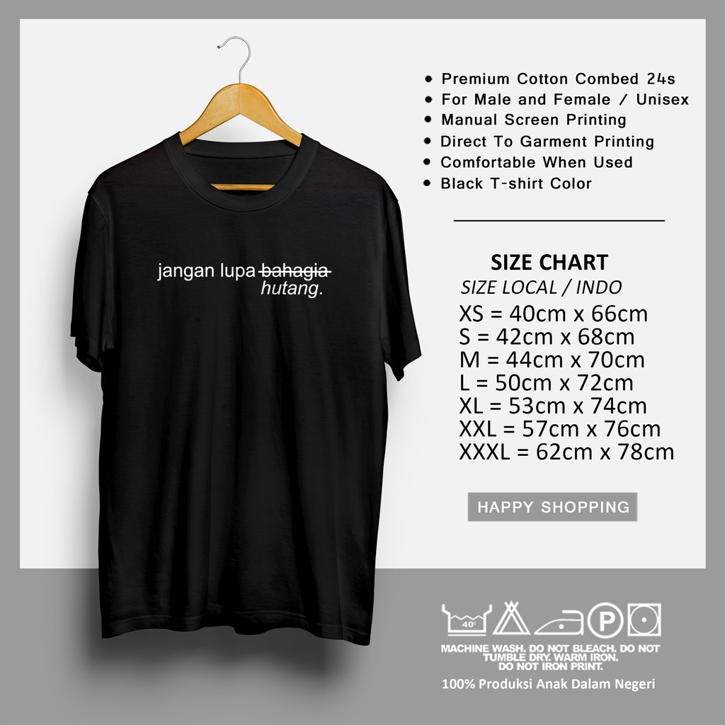 Kaos Kata Jangan Lupa Hutang Hitam Fk01 Xs Xxxl Baju Kata Kata