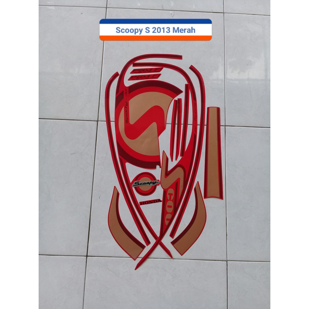 Sticker Motor Honda Scoopy Sporty 2013 Merah RED