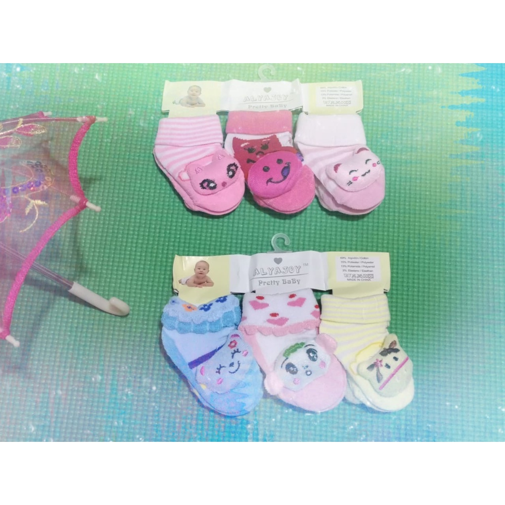 KAOS KAKI BAYI 3 PASANG UNTUK BABY NEW BORN LAKI-LAKI DAN PEREMPUAN 0-12 BULAN K-11#