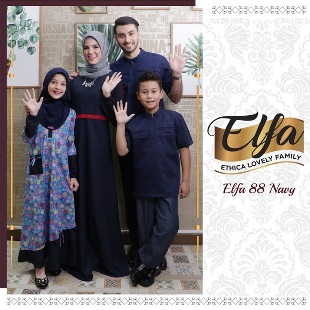 Elfa 88 Navy by Ethica Baju Muslim Gamis Ayumi 87 & Ayumi Kids 13 Navy Koko Kahfi 25 & Kahfi Kids 72