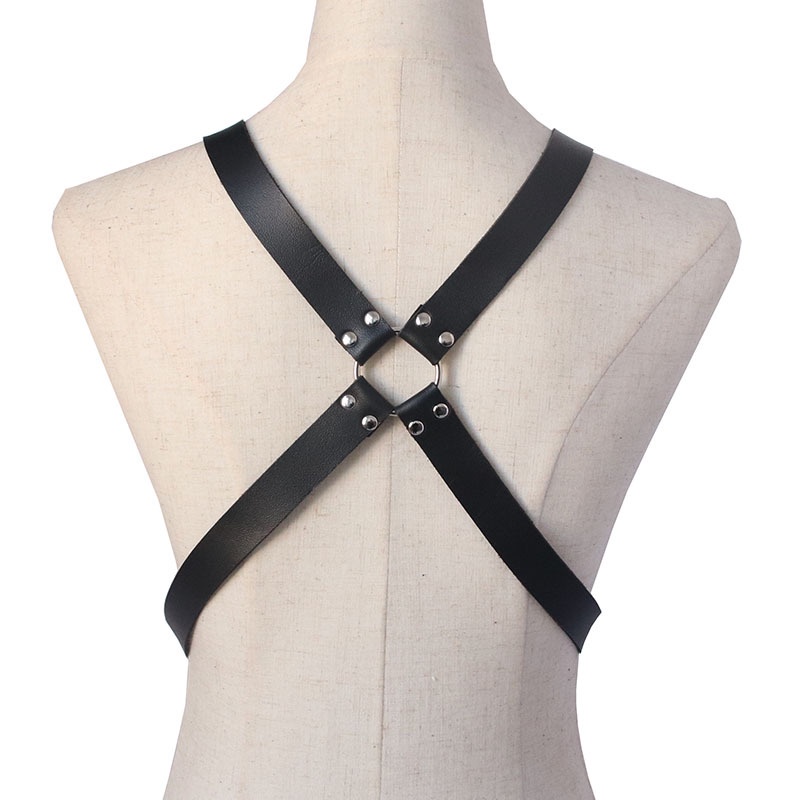 BOST-01 body strap punk harajuku harness belt ikat badan kulit sintetis gesper rantai fashion