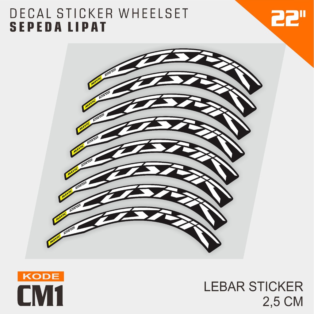 Decal Sticker RIM WHEELSET SELI / sepeda lipat RING 22 INCH KODE CM1-MOTIF COSMIC