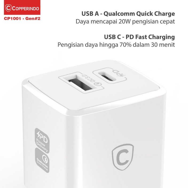 COPPER CP1015 CP1001-EU Charger PD+Qualcomm 20W