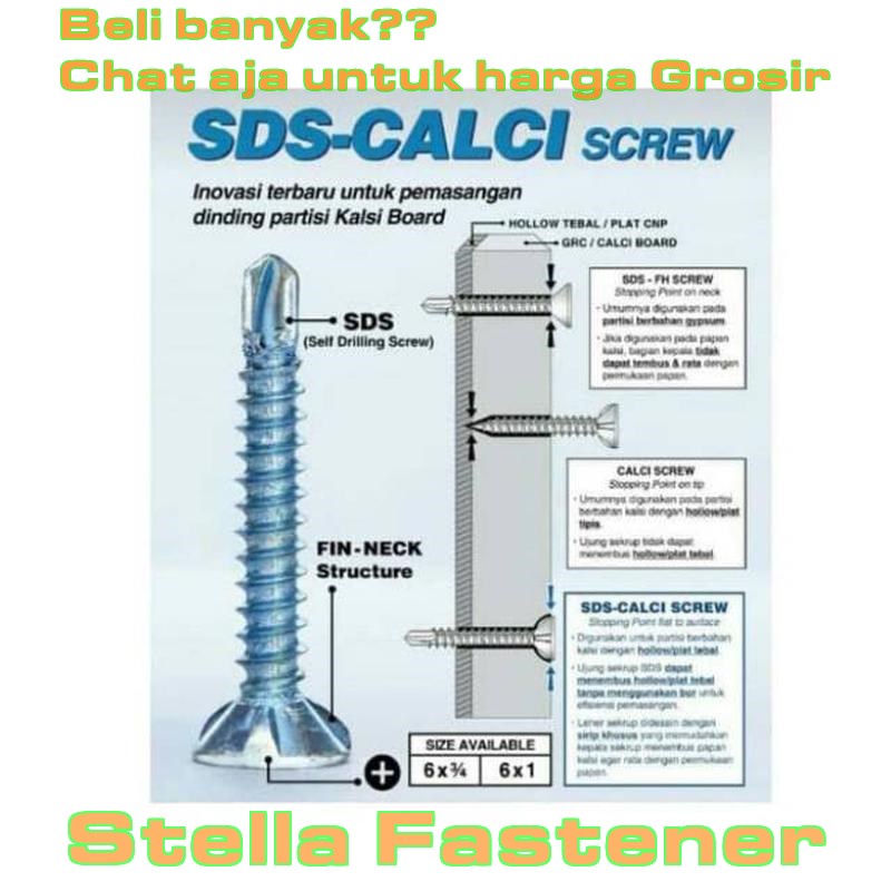 100 pcs 6x1" Sekrup GRC SDS Kalsiboard Board /Skrup GRC / Kalsiboard / Calci Screw   Grosir Baut