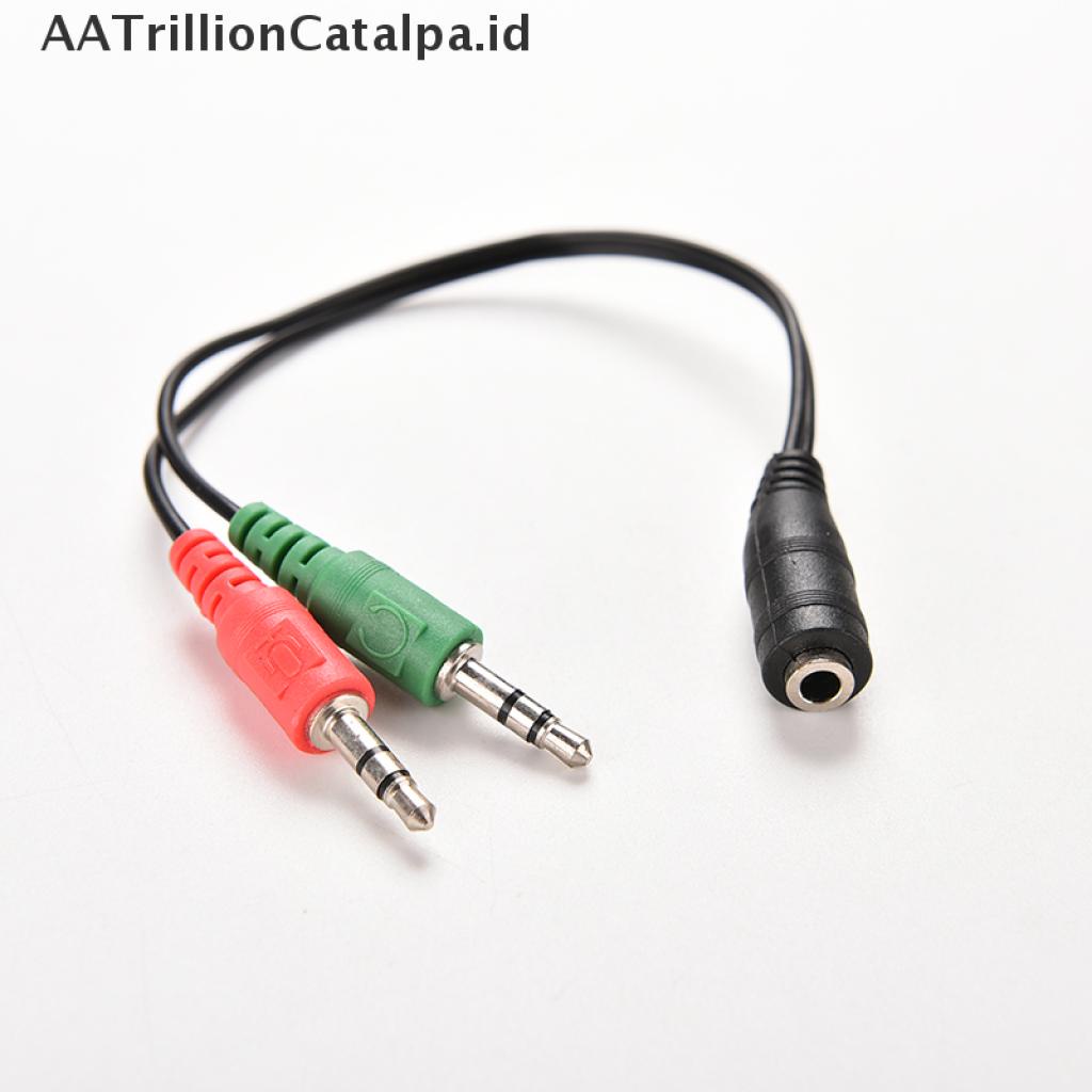 (AATrillionCatalpa) Kabel Splitter Jack Audio 3.5mm Female Ke 2 Male Untuk Headset / Mic