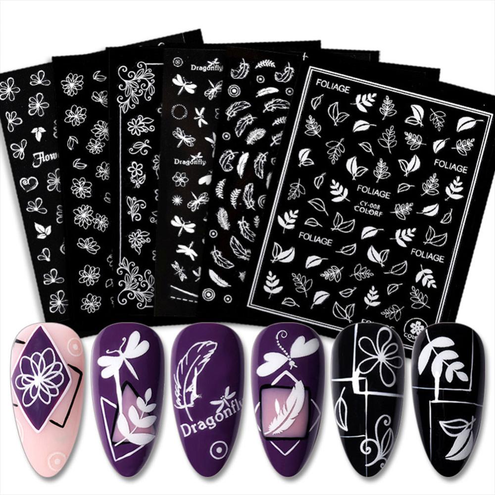 Timekey A2K7 Stiker Kuku 3D Motif Daunbunga Butterfly Efek Luminous Untuk Dekorasi Nail Art