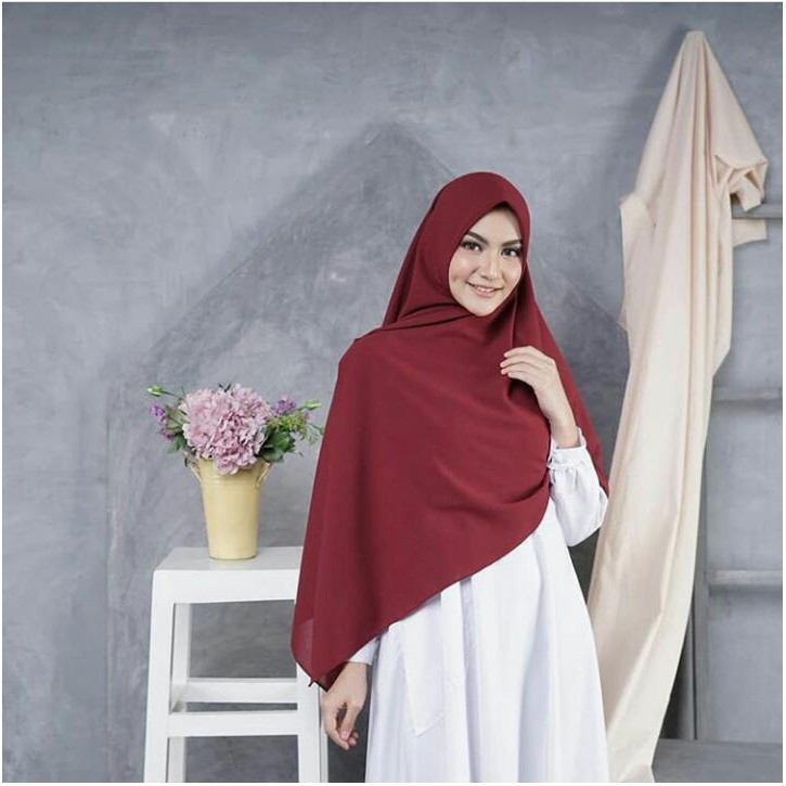 JILBAB SEGIEMPAT INSTAN SYAR'I POLOS PREMIUM BAHAN DIAMOND CREPE