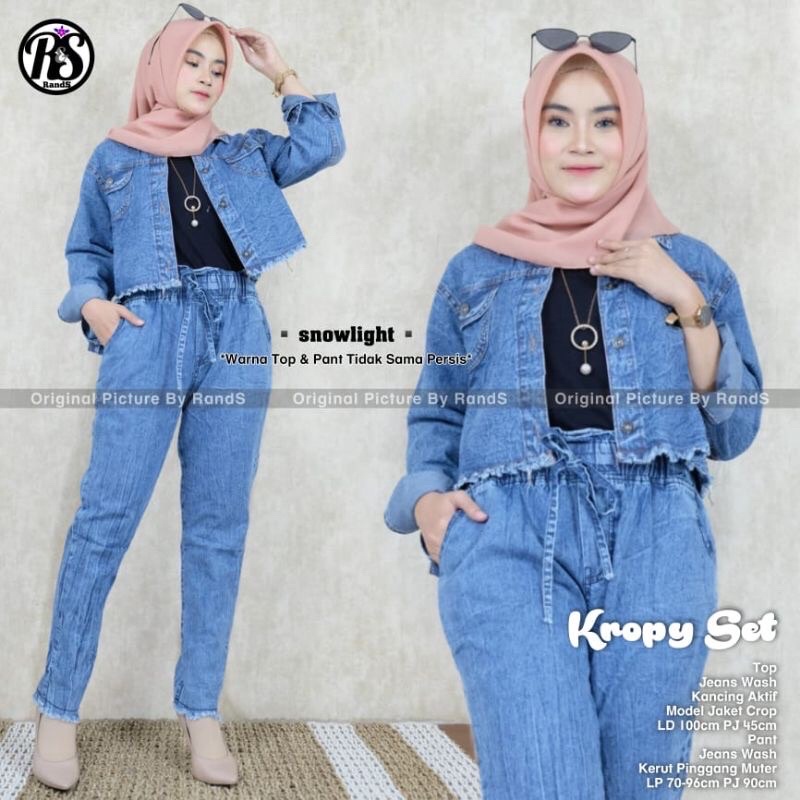 Setelan Jeans Jaket Wanita Pandai Set  jeans levis halus adem Fashion wanita Ld 100 Pj 50 Setara XL