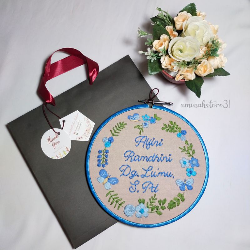 SULAMAN TANGAN / 20CM / KADO WISUDA / UNIK / EMBROIDERY HOOP ART / KREASI BENANG / DIY