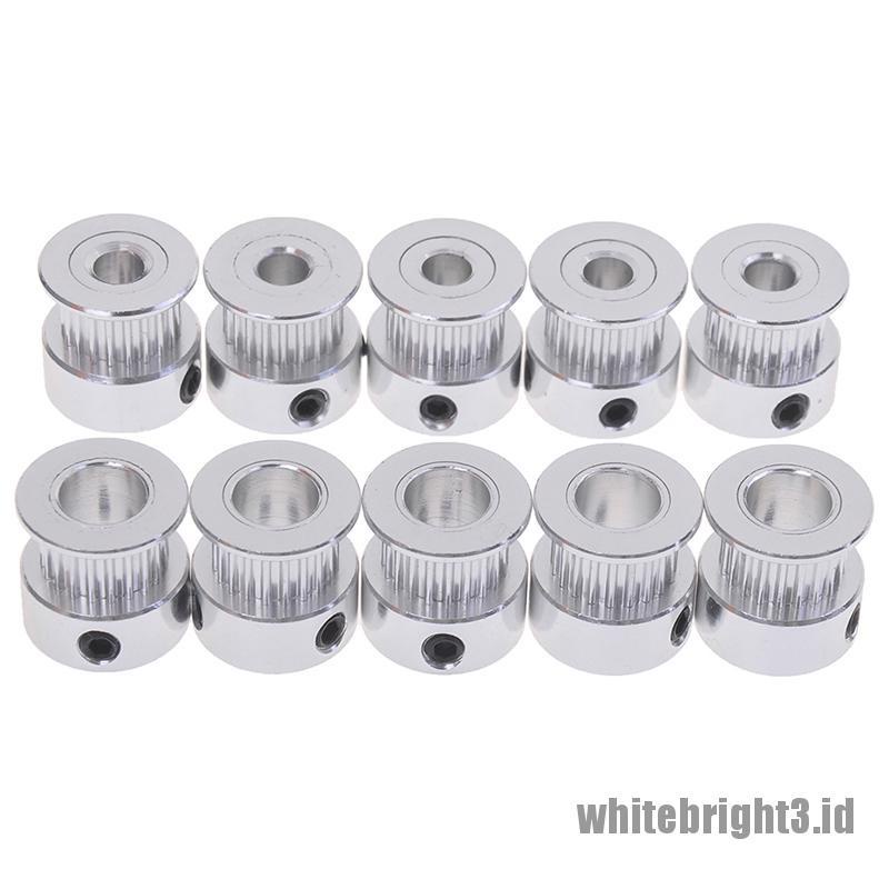 &lt; White3 &gt; 5Pcs gt2 timing pulley 20t 5 / 6.35 / 8mm Untuk Sabuk 6mm 3d