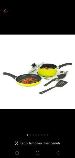 1 Kg Promo Set Wajan Dan Panci Anti Lengket / Kangaroo Kangoroo Kangguru Emerald Cookware Set-hijau